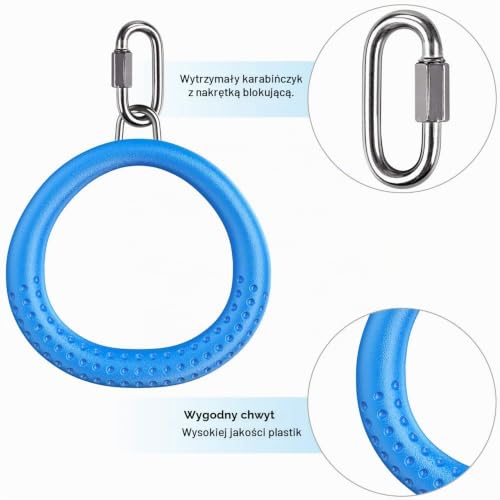 Dolibest SELEWARE 2 Pack Ninja Gymnastics Rings, Monkey Ring, Outdoor Backyard Ninja Accessory Set, Swing Bar Rings, Obstacle Track for Training Equipment for Children, 1000 lb Capacity