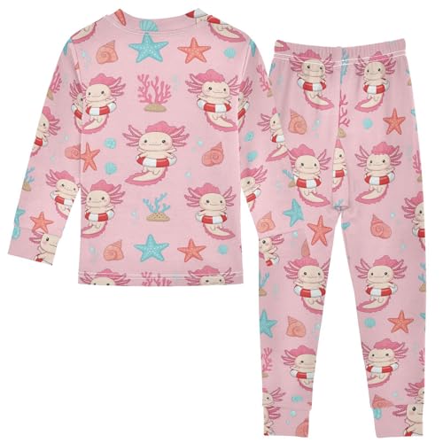 Pajama Sets Long Sleeve Cute Axolotl Sea Creatures Soft Comfy Sleepwear 2 Piece PJS 3-8T3