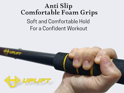 Image of UPLIFT Adjustable Pull Up Bar for Home (62-100cm) | No Screw Doorway Exercise Rod | Anti Skid Grip, 100kg Capacity | Multifunctional Home Gym Equipment for Men, Women & Kids (Black /Yellow)