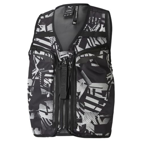 PUMA Mens Nemen X Utility Graphic Full-Zip Vest Athletic Outerwear Casual Comfort Technology - Black