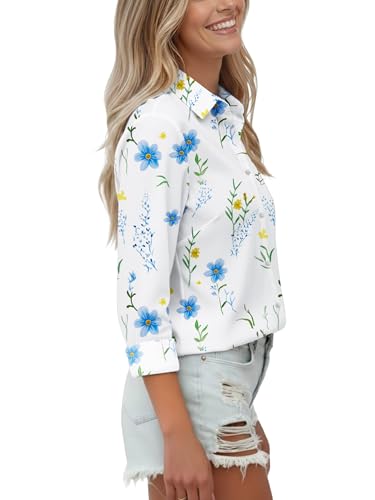 Image of Soft Wrinkle-Free Button Down Stretch Shirts for Women, Breathable Moisture-Wicking Casual Work Dress Tops