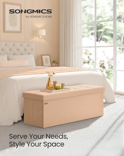 image for SONGMICS Mazie Collection - Storage Ottoman Bench, 43 Inches Folding F