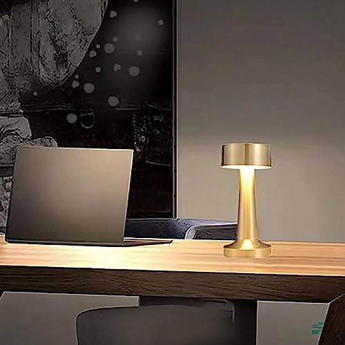 Image of XERGY LED Metal Lamp with Rechargable Battery Touch,3 Colors Stepless Dimming, 800MAH Rechargeable Battery Operated, Restaurant,Night Light for Kids Nursery,Nightstand (Gold)