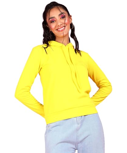 Image of POPWINGS Casual Solid Hooded Pocket Sweatshirt for Women || Women Sweatshirts Casual Wear ||Stylish Western Winter Wear Sweatshirts for Women