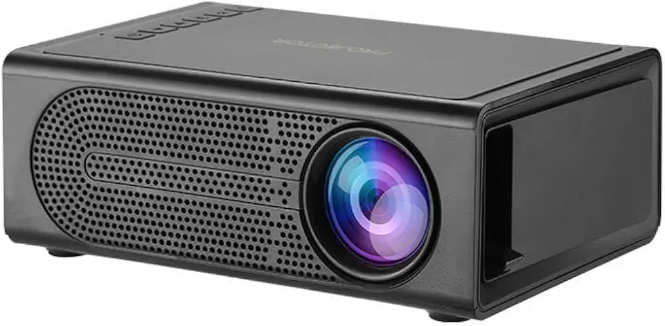 Projetor inteligente, projetor de filmes portátil com 1080p FHD, projetores de vídeo de home theater com conexão com fio para quarto, compatível com telefone tablet, PC, projetores de alcance curto