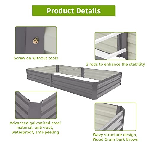Leisurelife Galvanized Raised Garden Bed Metal Planter Box Outdoor Kits For Gardening Vegetables Herb Flower Beds, 8X4Ft, Grey #TOP4