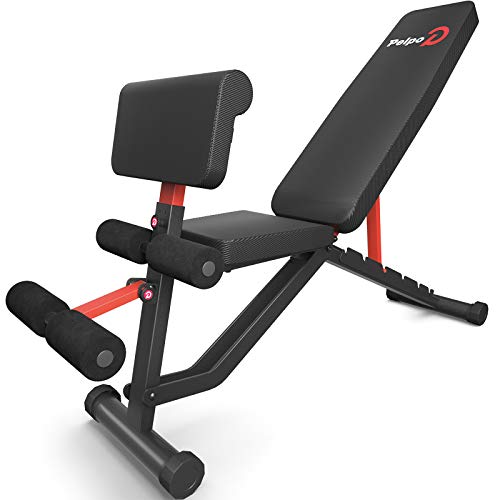 pelpo Weight Bench for Full Body Workout, Adjustable Strength Training Bench Press in Home Gym, Fast Folding Roman Chair Holds up to 330LBS, Black