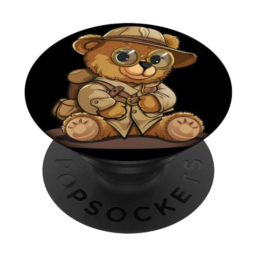 Oso de peluche arqueólogo genial para amantes de los disfraces PopSockets PopGrip Adhesivo