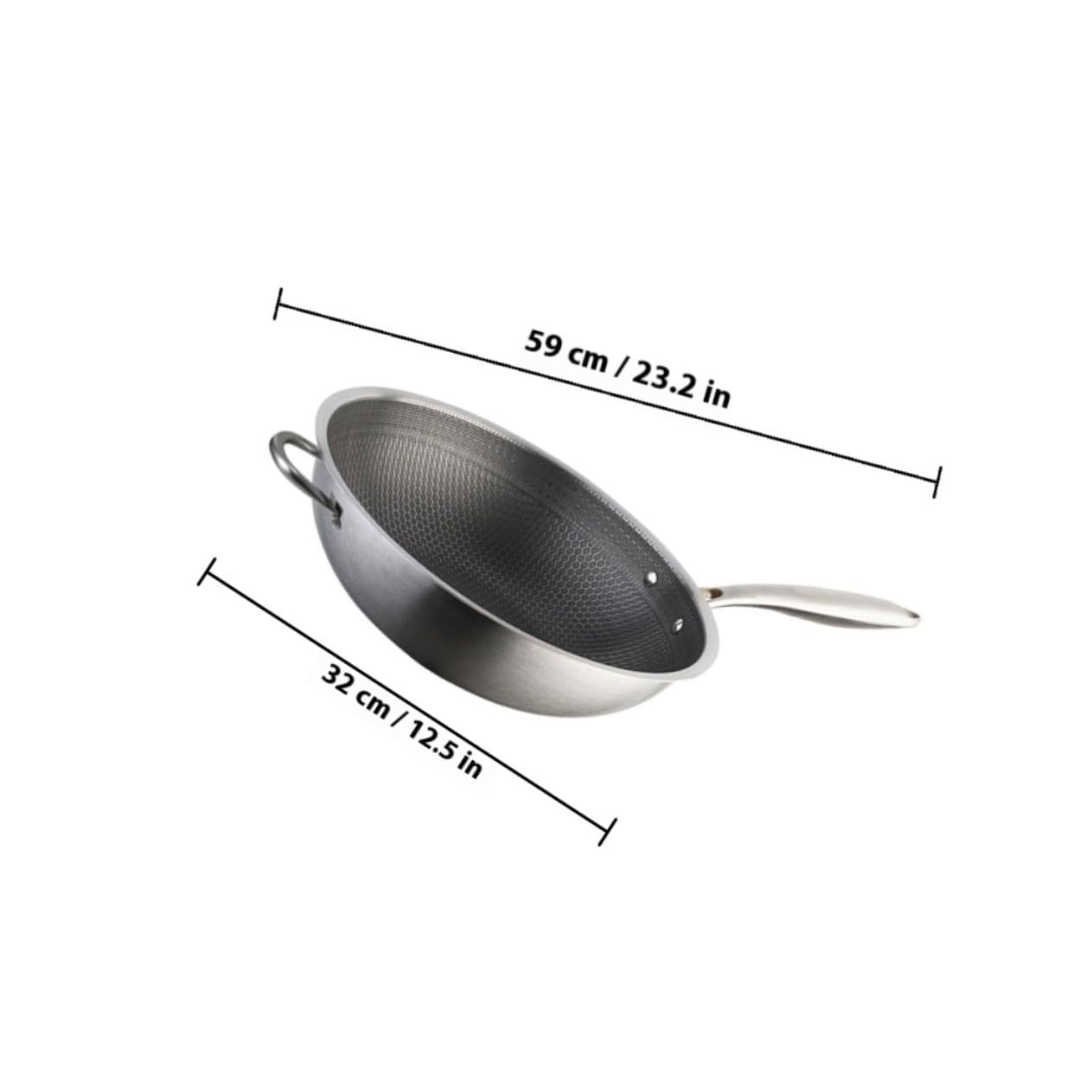 Uonlytech Wok in Acciaio Resistenti con Struttura a Nido d'Occhielli Antiaderente Manico Ergonomico Padella Tradizionale Cinese per Cucina a Induzione Resistente e Facile da Pulire