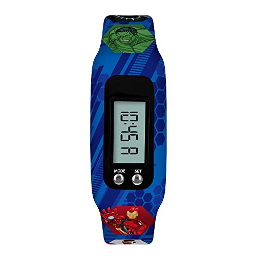 Image of Disney Marvel Blue LCD Tracker Watch with Printed Silicone Strap AVG4759