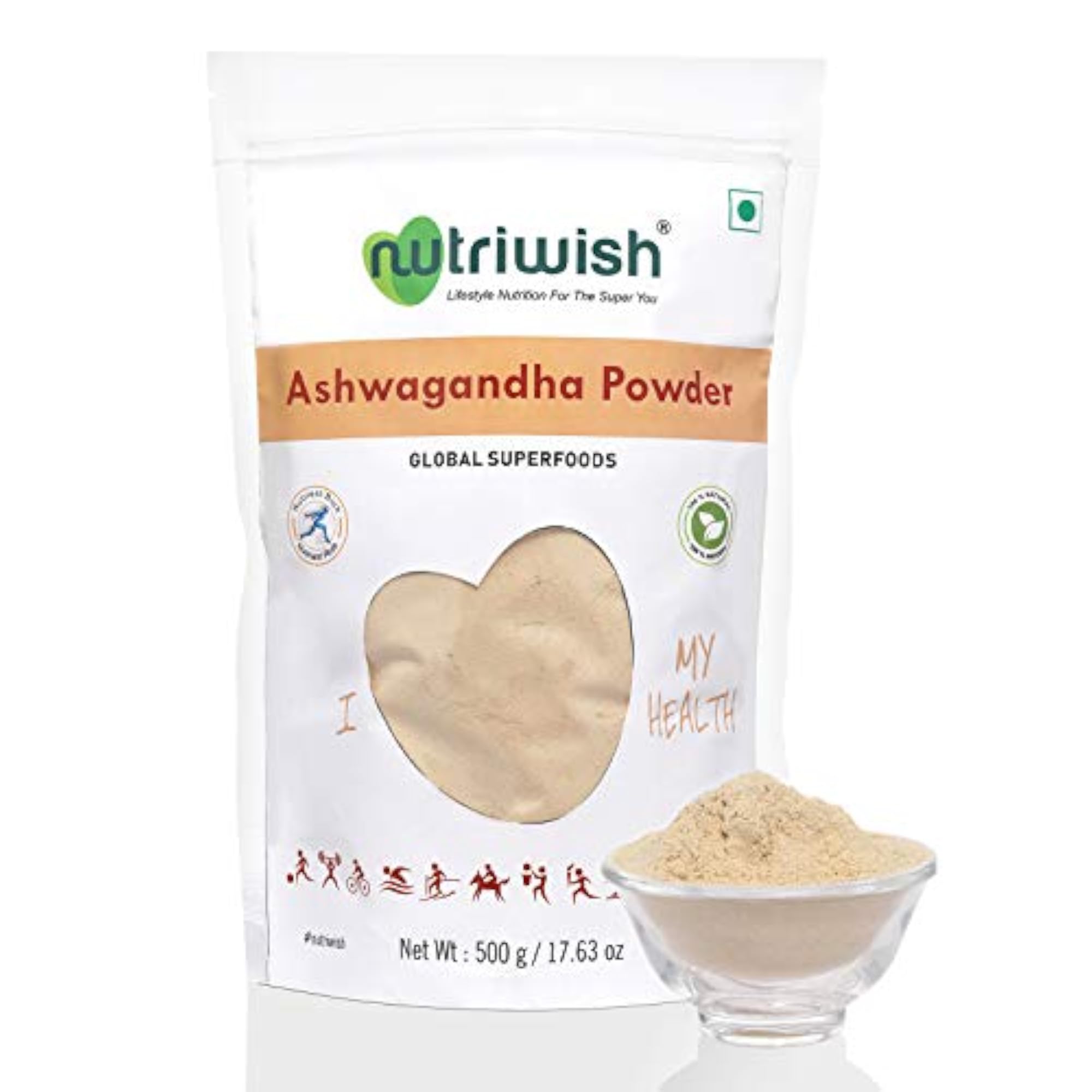 Ashwagandha Powder Pouch, 500g, Energy & Stress Relief