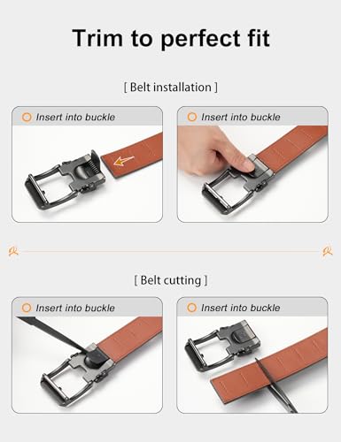 JUKMO 1.5“ (38mm) Leder-Ratschengürtel für Männer in Geschenkbox (Schwarz, Groß)