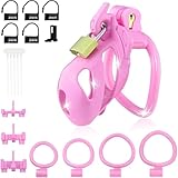 Male Chastity Cage Device - Lightweight Cock cage with 3 Sizes Locking Attachment & 4 Cock Rings, Double Metal Lock Penis cage with 5 Disposable Lock, Bondage Gear & Accessories Adult Sex Toy for Men
