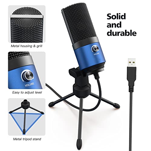 Microphone de studio USB condensateur cardioïde pour PC portable et enregistrement