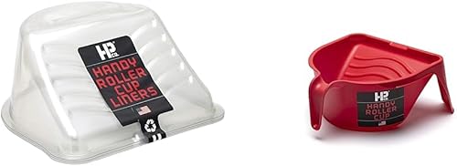 Handy 1620-12 Roller Cup Liners, paquete de 4, blanco y Bercom Handy 1600-6 Roller Cup, rojo, 1 pinta