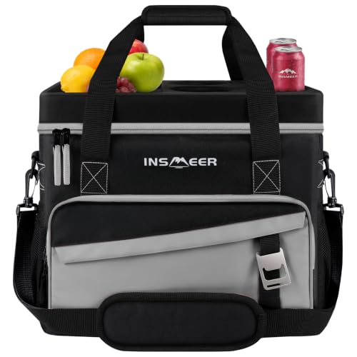 INSMEER Collapsible Cooler with Hard Shell & 4 Cup Holders – 55 Cans