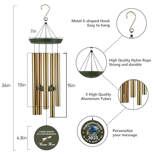 Image of ASTARIN Personalized Wind Chimes for 2025 Retire, Happy Retirement Gifts for Woman /Man /Teacher /Doctor, Happy Retirement Best Wishes, Retire Wind Chimes Thank You Gift for Women Men