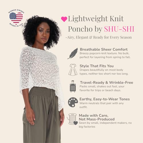 Image of SHU-SHI Summer Ponchos For Women Lightweight Sheer Popcorn Knit Sweater Cape Pullover
