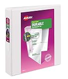 Avery Durable View Binder with 1.5-Inch Slant Ring, Holds 8.5 Inch x 11-Inch Paper, White, 1 Binder