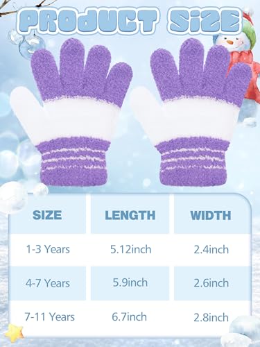 Image of EBOOT 3 Pairs Winter Kids Gloves Warm | Toddler Gloves for Boys Girls Outdoor, Full Finger Fluffy Soft Mittens for 1-11 Years Children, Multiple Colors