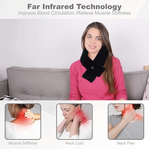 Cordless Heated Scarf with 5000mAh Power Bank, Neck Heating Pad (Black) - image 7
