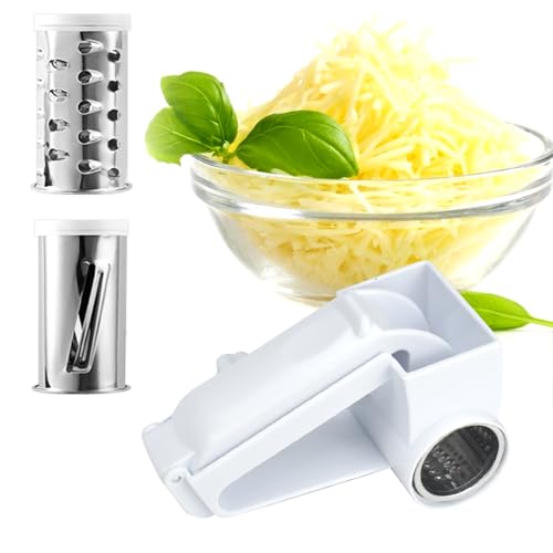 Grattugia Manuale Ibergrif 3 In 1 Con Manovella – Lame In Acciaio 430, Base Ventosa, Taglio A Fette E Julienne, Protezione Dita, Lavabile
