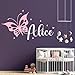 Custom Name Butterflies Animal Series - Baby Girl - Wall Decal Nursery for Home Bedroom Children(MM-15) (Wide 22