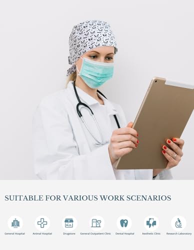 Image of Scrub Caps for Women with Buttons, Classic Surgical Caps | Double-Sided Printed, Adjustable,Long Hours, Sweatbands, Fabric Help Reduce Static Buildup