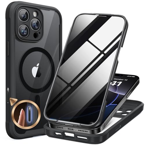 Image of miracase Privacy for iPhone 16 Pro Max Case, 25 Anti-Spy, Black | Built-in Privacy Screen Protector, Compatible with MagSafe, Full Camera Protection, 360 Full Body Shockproof Phone Case 6.9 inch