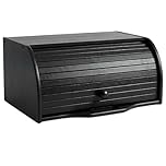SG Traders Roll Top Bamboo Bread Bin, Eco-friendly Kitchen Storage Bread Box with Lid for Optimal Freshness Natural, Organic Design, and Sustainable Food Storage Solution (Black)