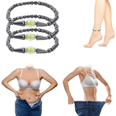 Anti-Edema Amazonite Obsidian Magnetic Anklet, Adjustable Lymphatic Drainage Natural Magnetic Therapy Obsidian Anklet, Magnetic Therapy Luminous Hematite Anti-Anxiety Slimming Anklet ( Color : 3pcs ) Cover