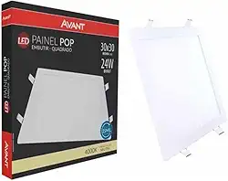 AVANT 858130874 Painel Led , Pop, Embutir Quadrado 30. Ne4000 K, 24 W, Bivolt 1680, Luz Neutra