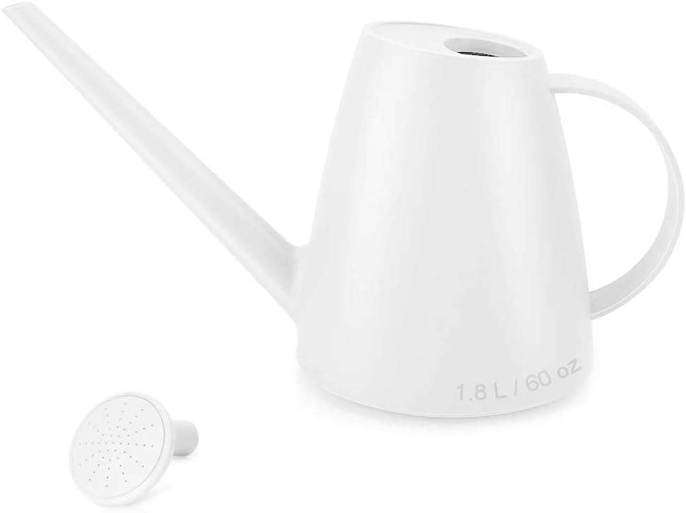 DR.UANG Watering Can for Indoor House Plants Long Spout with Detachable Spray Head Watering Cans for Plant Garden Flower, Long Spout Water Can for Outdoor Watering Plants 1.8L 60oz 1/2 Gallon (White) : Patio, Lawn & Garden