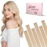 SEGO Pro Clip in Extensions Echthaar 6 Pcs 6 Clips Haarverlängerung Remy Echthaar Extensions Clip Hair Extensions invisible natürlich 25 cm Platinumblond #60R