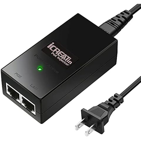 iCreatin 24V Gigabit POE Injector, 24V DC Passive PoE Adapter for Ubiquiti POE-24-12W-G, POE-24-12W-G-WH, POE-24-7W-G-WH, for TP-Link TL-PoE2412G and Mikrotik PoE Devices Cover