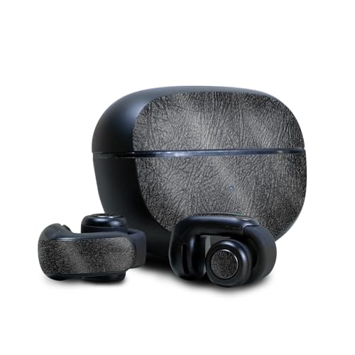 Image of Glossy Glitter Skin Compatible with Bose Ultra Open Earbuds - Black Leather - Premium 3M Vinyl Protective Wrap Decal Cover - Easy to Apply | Crafted in The USA by MightySkins