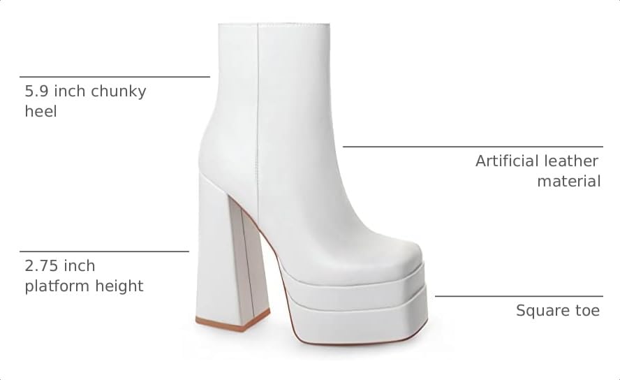 Image of ANN CREEK Women's Double Platform Ankle Boots Chunky Heel Booties Side Zipper Square Toe High Heel Casual Boots