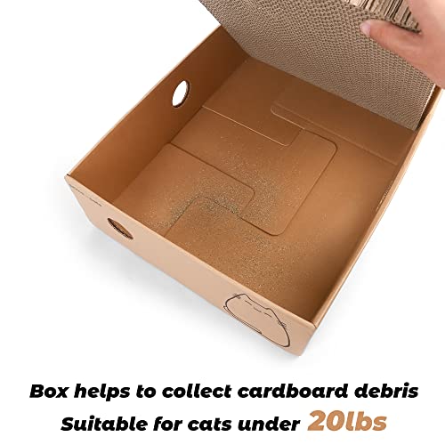 Primepets Wide Cat Scratch Pad With Box, 5 Pack, Xl, Reversible Scratcher Cardboard For Indoor Cats, 17X13X5'' Kitty Bed Scratching Board, Convenient Replacement Hole Design #TOP5