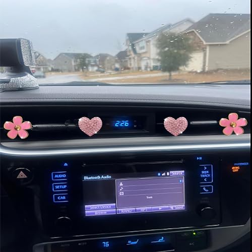 Image of 4PCS Car Air Vent Clips with Fragrance Pads, Cute Flower Air Fresheners | Daisy, Heart-Shaped Vent Clip, Car Interior Decor Charm, Car Decor Accessories, for Women and Girls, Interior Aesthetic
