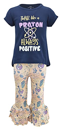 Image of Unique Baby 2 Piece Girls Double Ruffle Leggings Outfit with Short Sleeve Shirt Kid and Toddler Clothes Set