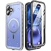 SOKUSIN Magnetic for iPhone 16 Case Waterproof - Compatible with Magsafe, Shockproof Drop Dust Proof Case with Built in Screen & Lens Protector, Full Body Rugged Cover, 6.1", Black/Frosted Clear