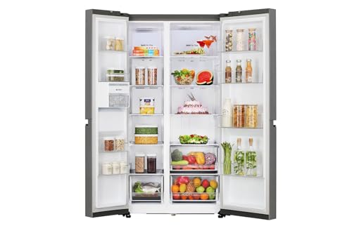 Image of LG 650 L, 3 Star, Smart Inverter Compressor, Frost Free Double Door Side by Side Refrigerator (GL-B257HDS3DUM, Dazzle Steel, Express Freeze)