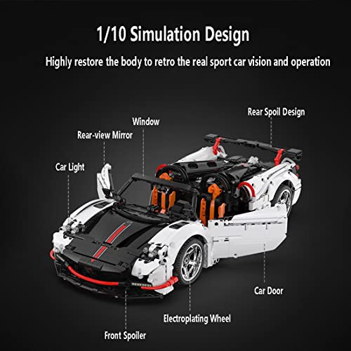 1+1 Dr.Bricks CADA C63002W Technik Ferngesteuert 1/10 Sportwagen Modellbausteine für Pagani Zonda, RC Rennauto… – Bild 7