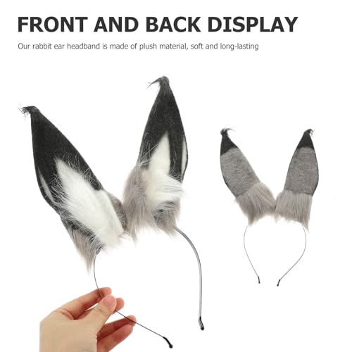 Serre-tête oreilles de lapin indéformable en peluche douce - 7