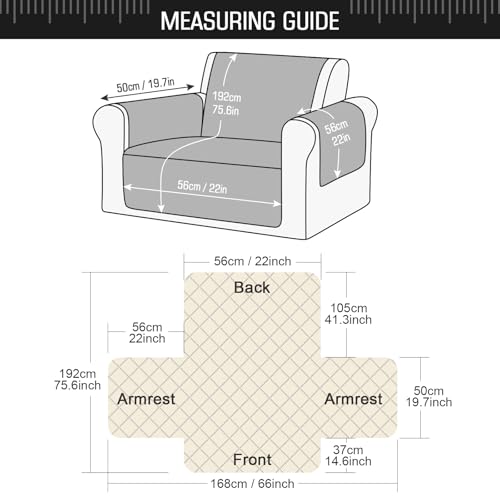 Image of TAOCOCO Sofa Slipcovers 1 Seater,Sofa Settee Covers with Storage Pockets,Non Slip Couch Covers,Washable Sofa Protector for Kids /Dogs /Pets(Black)
