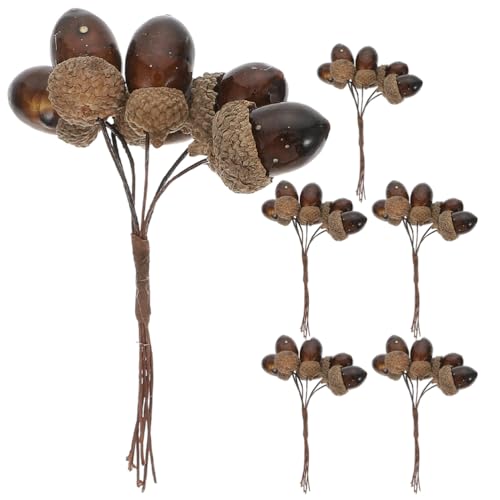 MAGICLULU Simulated Pine Nut Bouquet 6Pcs for Christmas Decoration Realistic Pine Cone Picks Faux Acorn Flowers for Diy Wreaths and Craft Projects