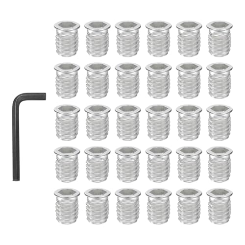 Écrous filetés M10x20mm PATIKIL en acier au carbone avec clé pour meubles, 30 pièces