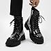 Ephirebra Men's Leather Platform Ankle Boots Lace Up Side Zipper Round Toe High Top Punk Boots Business Work Fashion Dress Shoes (black,8.5,8.5)