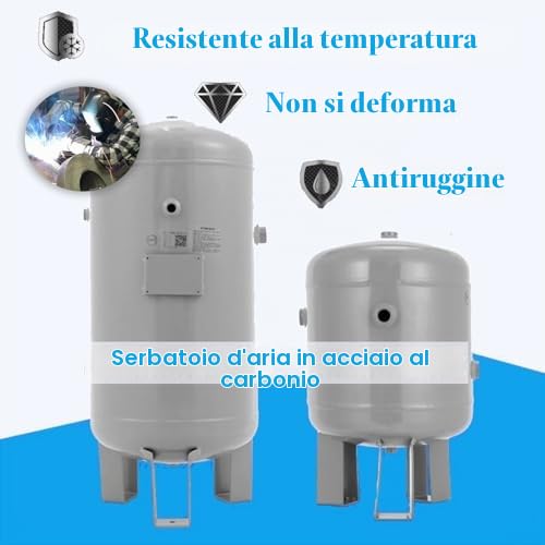 Serbatoio per compressore d'aria, grande design verticale per un efficiente stoccaggio dell'aria, ideale per la manutenzione di pneumatici di camion e auto