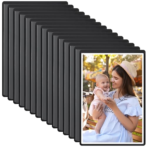 15Pcs Magnetic Photo Frames, 6x4 Magnetic Picture Frame Set for Fridge White Board Metal, Reusable Magnets Photo Sleeves, DIY Fridge Magnets for Kids Adults Family